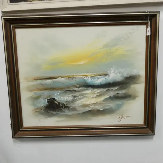 SIGNED SEASCAPE OIL ON BOARD 680 X 565MM