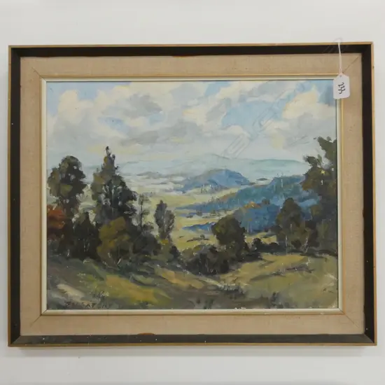 F. N. SATORY LANDSCAPE OIL ON BOARD 530 X 440MM
