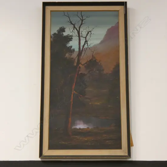 LOUIS O. STATHAM LARGE OIL ON BOARD OF A TREE 1120 X 610MM