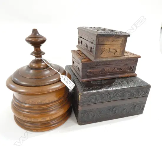 4 BOXES; 3 WOODEN 1 LEATHER