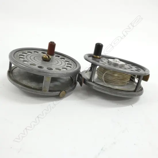JJS WALKER BRAMPTON REEL (made for R. Sanderson, Turangi) + ST. JAMES, BRITISH MADE FLY REEL 