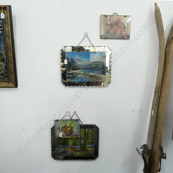 4 VINTAGE PICTURE MIRRORS 