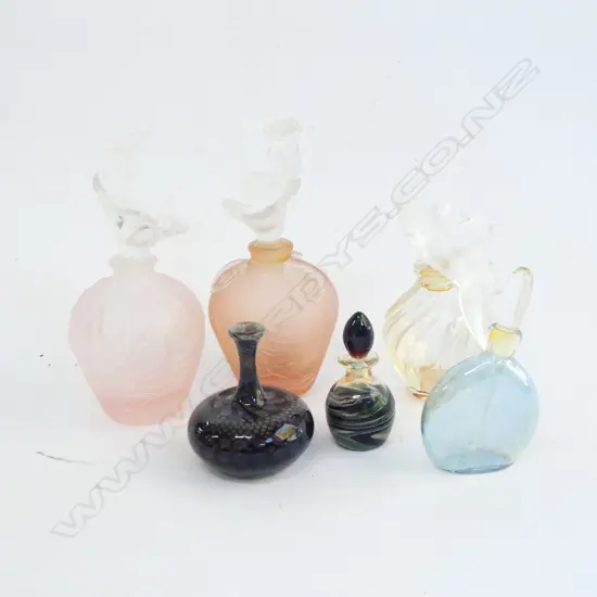 6 ART GLASS PERFUME BOTTLES minor faults