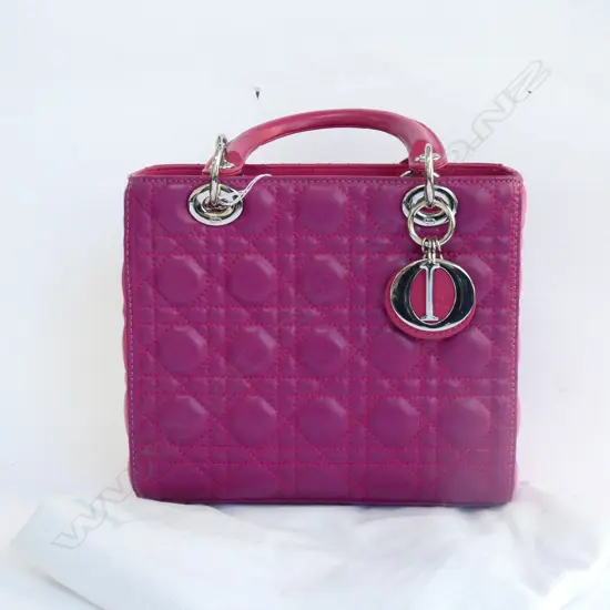 SHOCKING PINK LADY DIOR CANNAGE HANDBAG (?) WITH DUST JACKET
