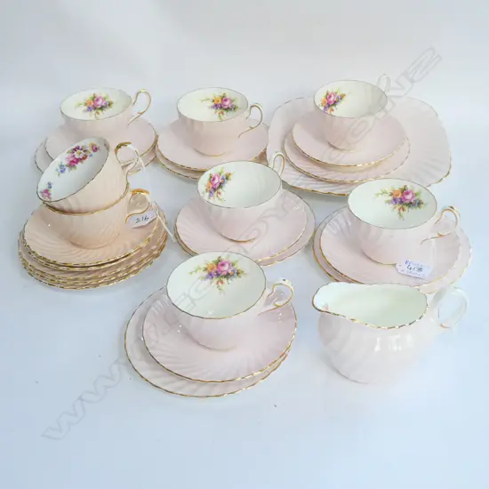 6 FOLEY TRIOS, PLATE & MILK + 2 AYNSLEY TRIOS