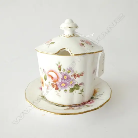 ROYAL CROWN DERBY POSIES LIDDED PRESERVE POT & SAUCER