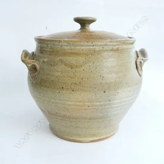 LARGE STUDIO POTTERY LIDDED POT H. 270MM