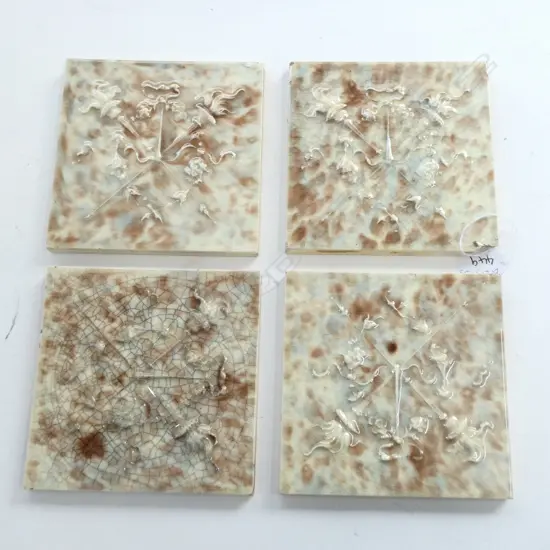 4 19THC MAJOLICA TILES 152 MM SQ