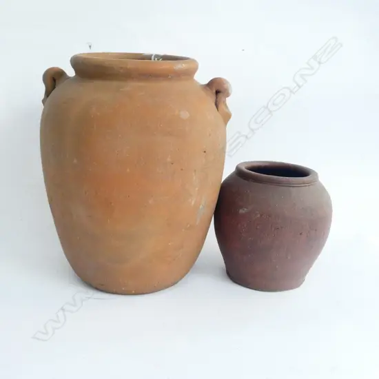 A 20TH C FRENCH TERRCOTTA VASE + ONE