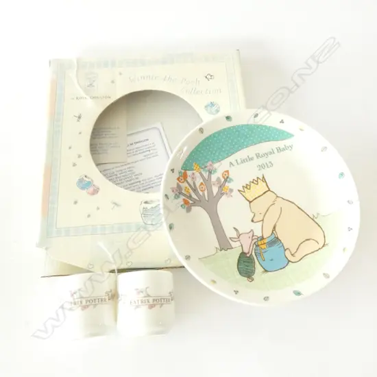 ROYAL DOULTON WINNIE THE POOH PLATE & 2 X ROYAL ALBERT EGG-CUPS