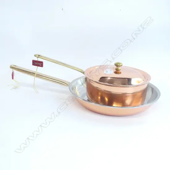 SPRING SWITZERLAND LIDDED ELECTROPLATED COPPER PAN & SAUCEPAN