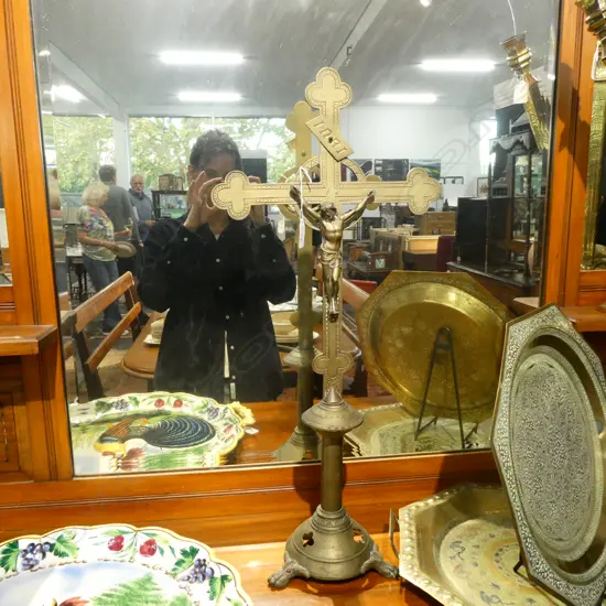 FRENCH BRASS CRUCIFIX