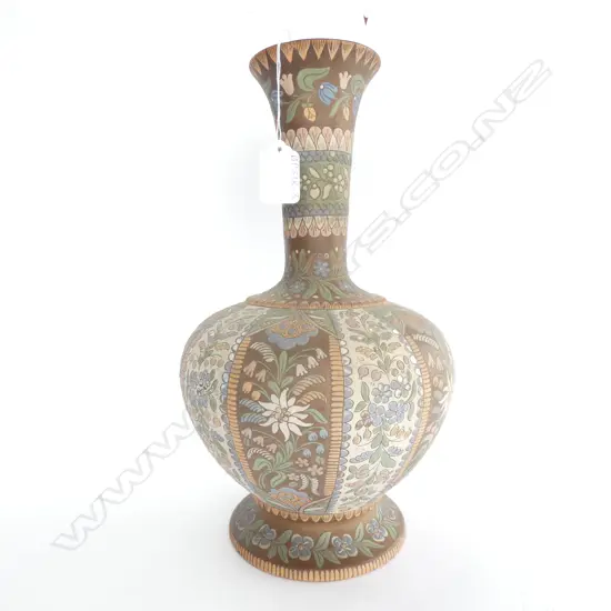 FRENCH 1880s PAINTED THOUNE TERRACOTTA VASE