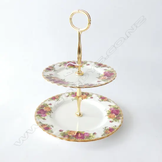 ROYAL ALBERT OLD COUNTRY ROSES 2 TIER CAKE STAND