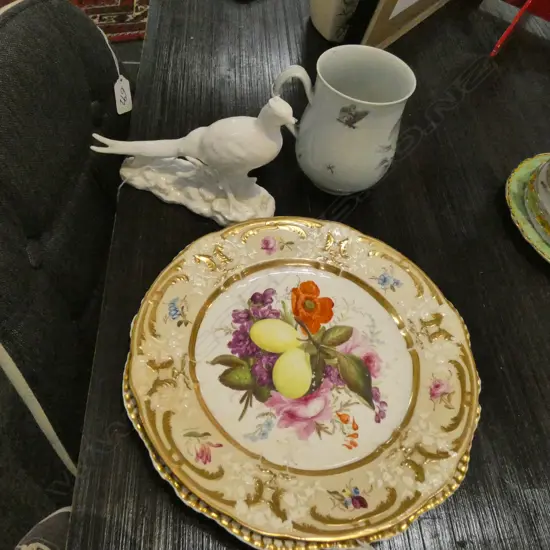 SPODE FELSPAR PLATE + ANOTHER BOTH AF 245MM DIA + WOCESTER MUG AF, PHEASANT 