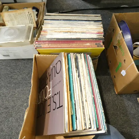 TWO BOXES OF LP RECORDS CLASSICAL/BAROQUE/FOLK SONGS