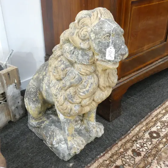 OLD CONCRETE GARDEN LION H. 580MM