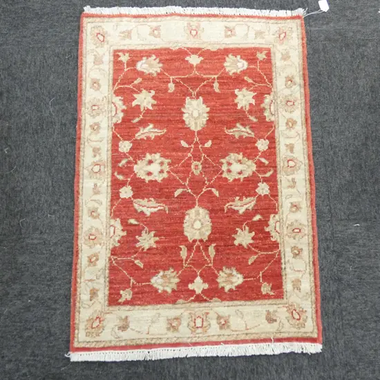 HAND KNOTTED ALL WOOL CHOBI RUG 870 X 610MM