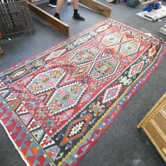 LGE KELIM RUG HAND WOVEN MULTI COLOURED