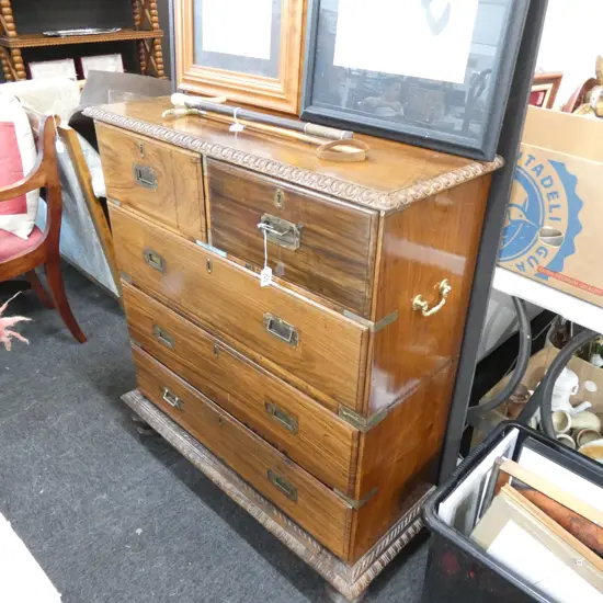 ANGLO-INDIAN ROSEWOOD MILITARY CHEST H 950 MM