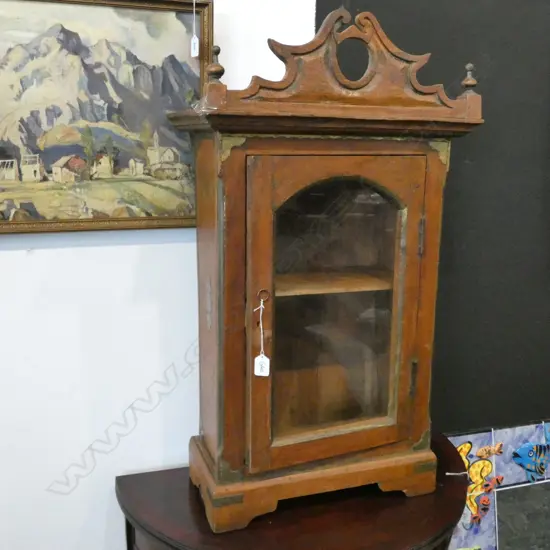 SMALL TEAK GLAZED CABINET H 880 MM