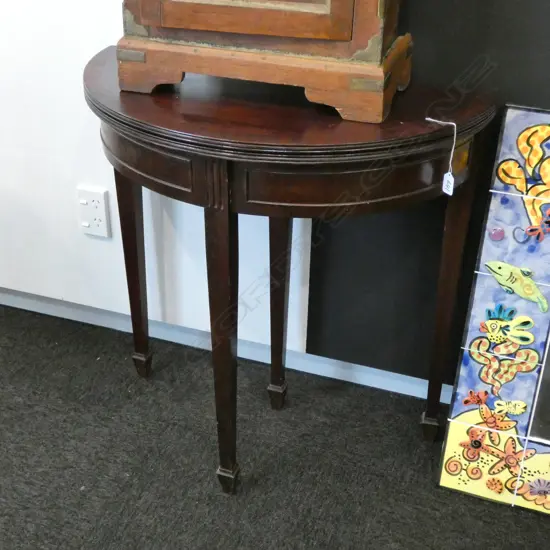 MAHOGANY HALF ROUND HALL TABLE W 750 MM