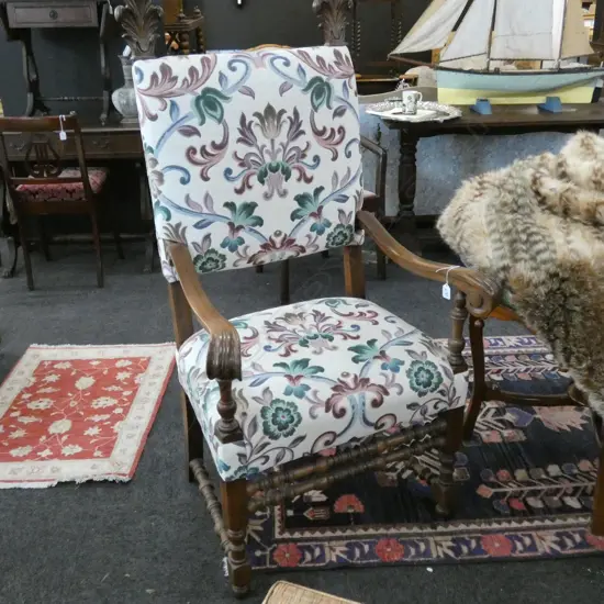 UPHOLSTERED WILLIAM & MARY STYLE CHAIR H. 1320MM