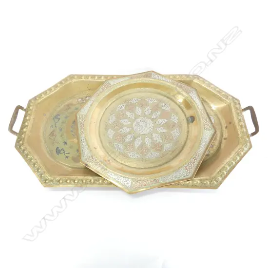 TWO DECORATIVE BRASS TRAYS