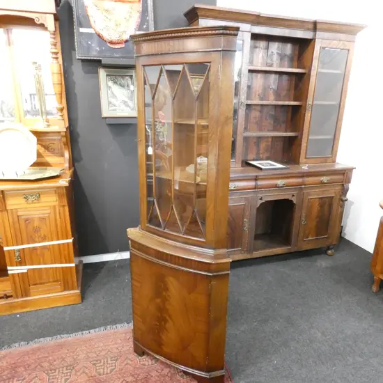 MAHOGANY GLAZED CORNER CABINET H 1780 MM
