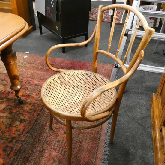FRENCH 1920's CANE/WOOD OFFICE CHAIR