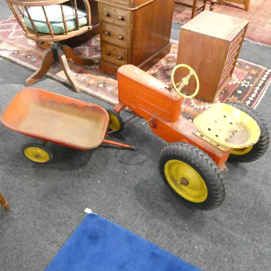 FRENCH 1950'S TRACTOR & TRAILER PEDAL CAR