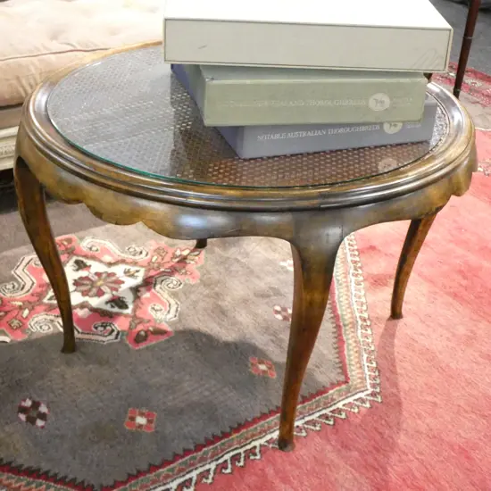 CANE INSET COFFEE TABLE D 840 MM