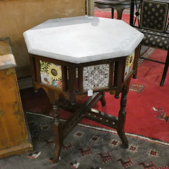 MARBLE TOPPED ANGLO-INDIAN SIDE TABLE