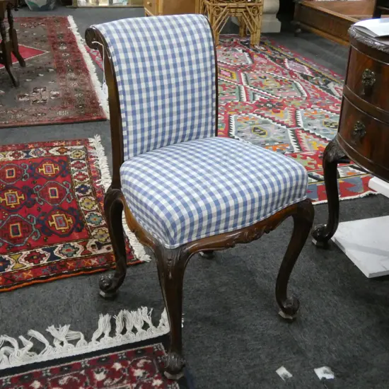 FRENCH STYLE GINGHAM FABRIC CHAIR