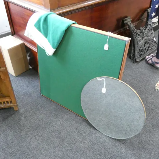 CIRCULAR MIRROR & BRIDGE TABLE w COVER