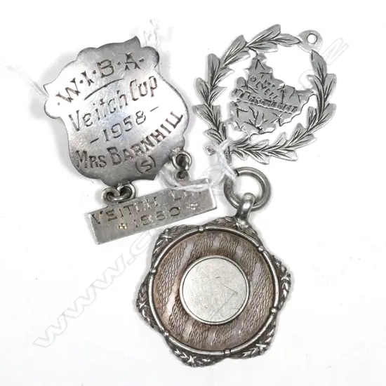 3 SILVER FOB MEDALLIONS. 1X LYELL TASMANIA ETC