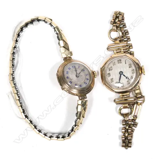 2 1920's 9CT CASED LADIES W/WATCHES