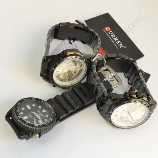 2 CURREN FASHION WATCHES & OPTUS WATCH w RESIN STRAP
