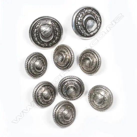 9 SILVER BUTTONS 'KENNING LIVERPOOL'. BIRM.1910 42gms