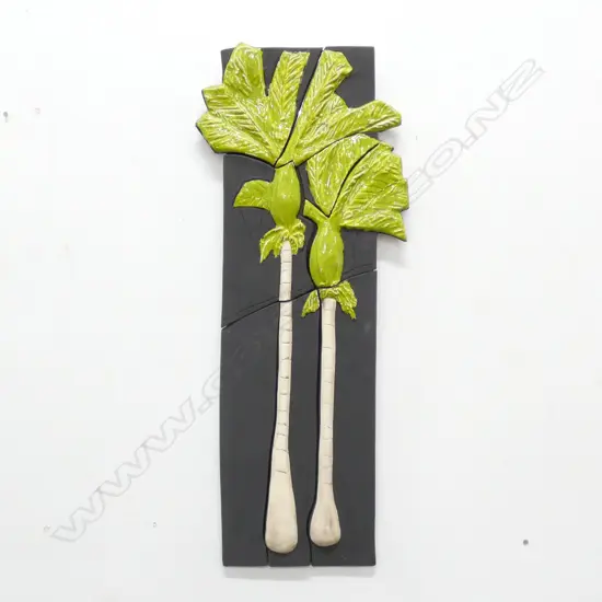 CERAMIC ART TILE BY WILMA JENNINGS, NIKAU PALM, 710X250mm