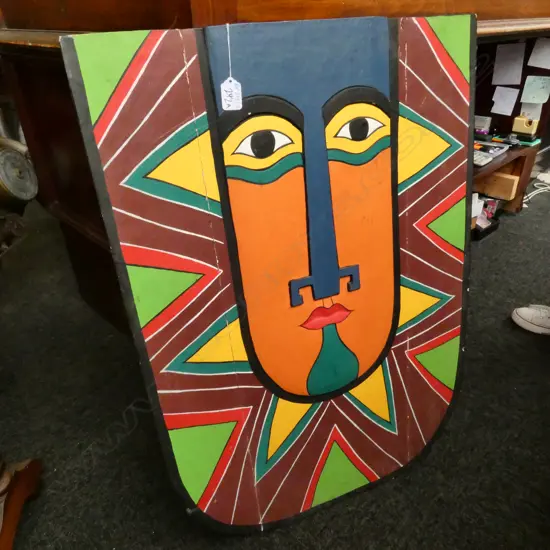 PAINTED CARVED WOODEN PANEL H.800MM AF