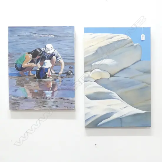 2 UNFRAMED ACRYLICS ON CANVAS