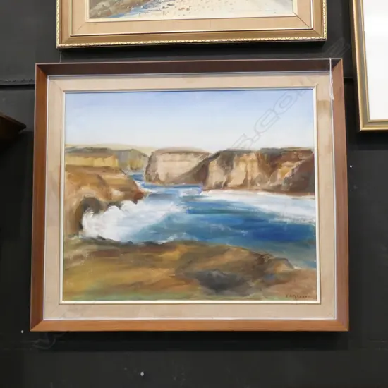 OIL PAINTING - COASTAL SCENE SIGNED E KITSHESON
