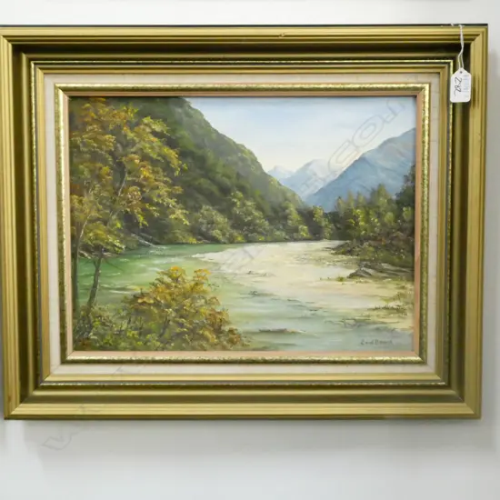 ENID BROOK 'CLINTON VALLEY, FIORDLAND' OIL ON CANVAS 550 X 450MM