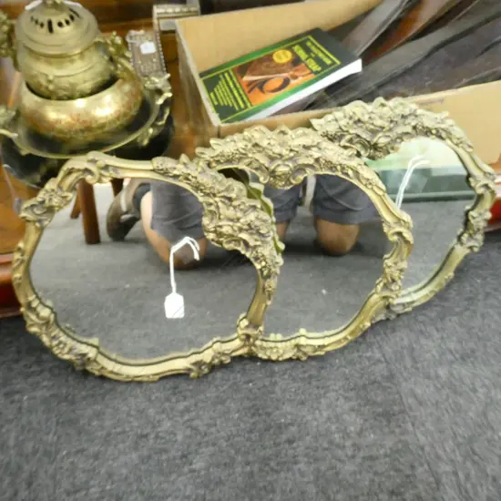 3 GILT FRAMED MIRRORS 370MM DIA