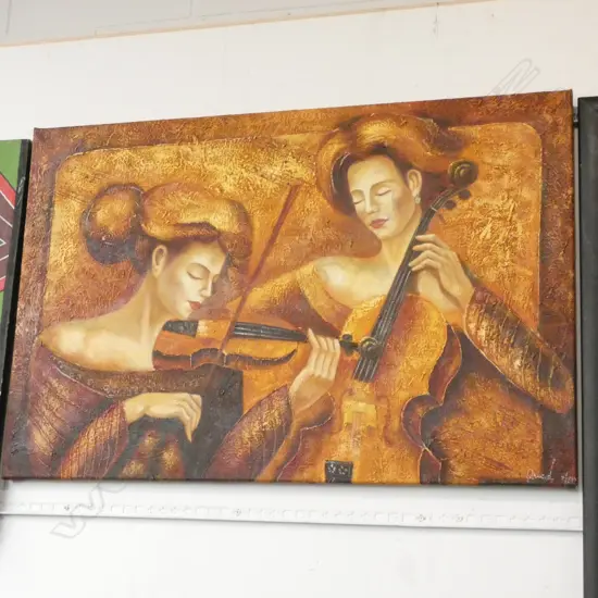 OIL ON CANVAS - 2 VIOLINISTS