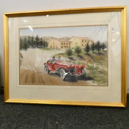 DENNIS TAYLOR, 'TAZIO NUVOLARI DRIVING 2.3 ALFA ROMEO AT 1932 MILLIE MIGLIA', WC SIGNED 350 x 540mm FRAME AF
