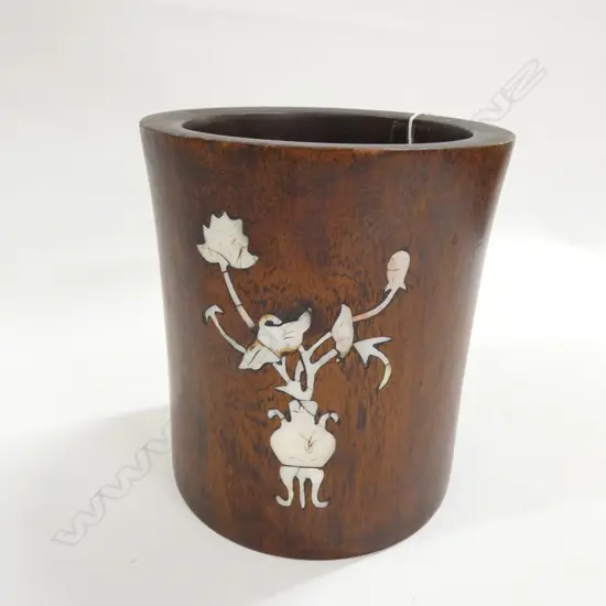 ROSEWOOD BRUSHPOT WITH MOP INLAY, H.150mm