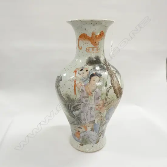 CHINESE BALUSTER VASE AUSPICIOUS FIGURES H.395mm