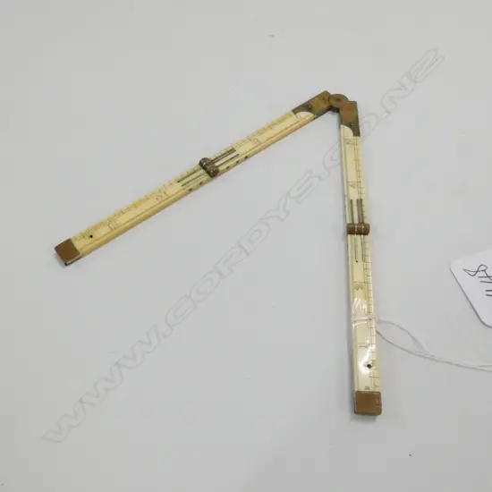 C1900 IVORY 4 FOLD 12" RULE BRASS FITTINGS